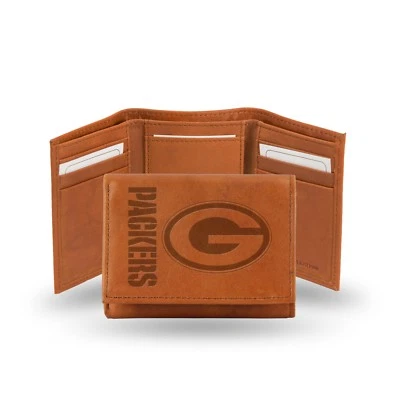 Cartera triple de cuero en relieve Green Bay Packers NFL - Cartera marrón Packers Foto 1 de 4