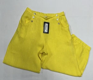 Bryn Walker Genie Pants XS 100% Linen Balloon Lantern Leg Women Lagenlook Yellow - Picture 1 of 16