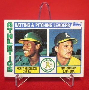 Rickey Henderson Athletics Leaders 1984 Baseball Card TOPPS #156 NM-MT