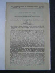Government Report 1878 John Rice Jones Land Claims VA French Canadian Settlers - Picture 1 of 1