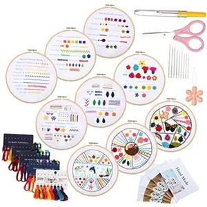 9 Sets Embroidery Stitch Beginners Practice Kits Cross Stitch Kits to Classic - Picture 1 of 8