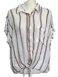 Jessica Simpson Striped Tie Front Top Blouse Women's Size 1X - Picture 1 of 5