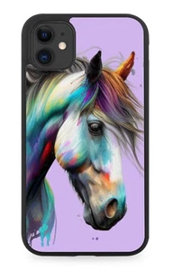 Colourful Horse Head Rubber Phone Case Funny Hair Mane Long Face White Pony BF51 - Picture 1 of 2