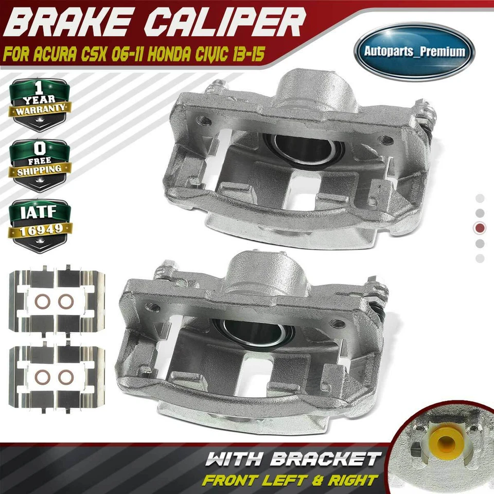 Par de pinzas de freno delanteras laterales con soporte para Honda Civic 2006-2015 Acura CSX Foto 1 de 4