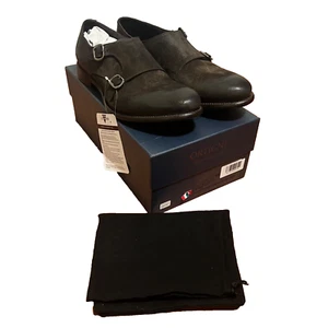 RT 340€ NEW ORTIGNI Men’s Dark Brown Suede Double monk strap Loafers EU 45 12 US - Bild 1 von 9