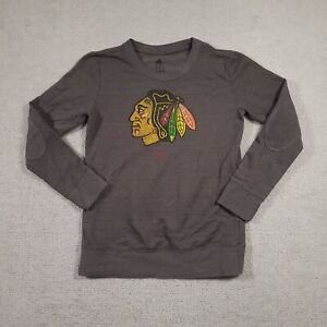 Chicago Blackhawks NHL Adidas Women's Medium Long Sleeve Shirt Sweater Gray