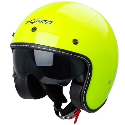 Motorrad Jet Helm Cafe Racer ECE 22-06 Sonnenblende Scooter Fluo - Bild 1 von 4