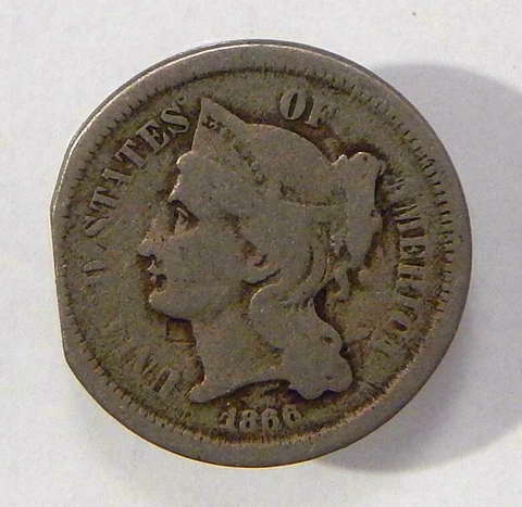 1866 THREE CENT NICKEL WITH STRAIGHT CLIP ERROR Cover