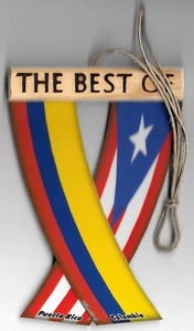 Rear view mirror car flags Colombia and Puerto Rico unity flagz for inside car - Picture 1 of 8