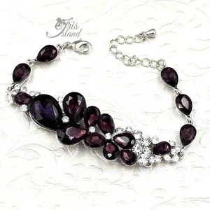 Brazalete Destacado Cristal Púrpura Oscuro Cristal Estrás Mujeres Joyería 98 - Imagen 1 de 4