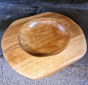  Wooden Bowl 30cm Teak Root  Fruit, Sweet, Car Key Hand Carved New Unique - Picture 1 of 2