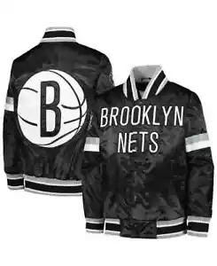 Giacca Bomber Brooklyn Nets NBA Starter Uomo Snap-Up Raso - Foto 1 di 13