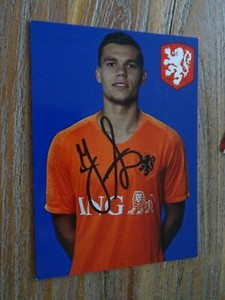 JUSTIN HOOGMA - HOFFENHEIM & HOLLAND - 6x4 AUTOGRAPHCARD ORIGINAL SIGNED