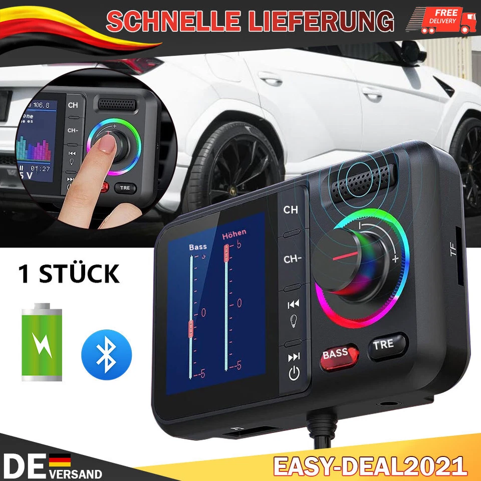 FM Transmitter Radio Auto KFZ Bluetooth 5.0 Dual USB Ladegerät Adapter für Handy - Bild 1 von 4