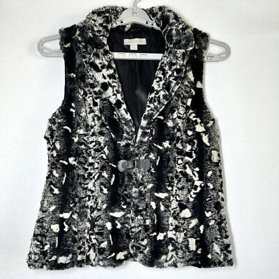 Chaleco Laura Ashley L Piel Sintética Gris Negro Palanca a Presión Cuello Poliéster Suave Foto 1 de 4