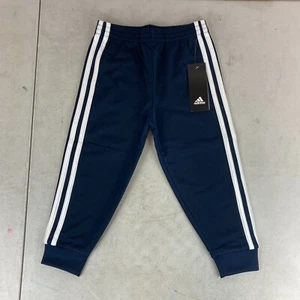 Adidas Little Boys Iconic Tricot Pants Navy Blue White 3 Stripes - Picture 1 of 15