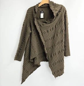 Nuno Japan Shirt Womens One Size Brown Wool Blend Texture Asymmetric Art To Wear - Picture 1 of 13