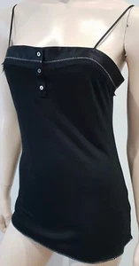 DEVELOPMENT BY ERICA DAVIES Black Satin Trim Sleeveless Cami Tank Vest Top M - Picture 1 of 9