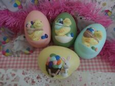 4 Vtg Hand Painted Ceramic Easter Eggs~hand painted cute bunny and eggs,ducks :)