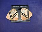 Pair Large Costume Jewelry Fashion Earrings For Pierced Ears - Gold, Tan & Black