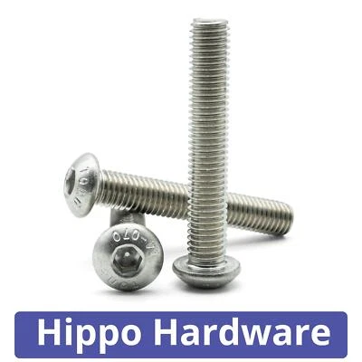 HIPPO HARDWARE M5 (5mm) Button Head Allen Socket Screws A4 Marine Grade Stainless Steel Bolts