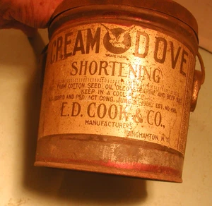 Lata de manteca Cream Dove de colección de E.D. Cook & Co. - Imagen 1 de 2