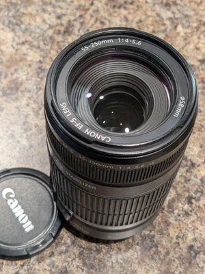 Canon EF-S 55-250mm f/4-5.6 IS Telephoto Zoom Lens W/ Caps - Image 1 of 3
