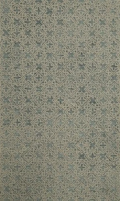 Intricate Geometric Design Area Rug 5x8 Hand-tufted Wool with Earthy Accents - Image 1 of 4