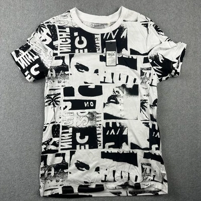 Camisa Guess Para Hombres Pequeña Blanca Limpia Multi SS BSC Crop College Crew Gráfico Nueva con Etiquetas Foto 1 de 4