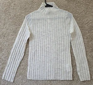 Madewell Alpaka Mischung Mockneck Pullover Damen Small weiß gerippt #11 - Bild 1 von 10