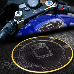 Almohadilla de calcomanía de cubierta de tapa de combustible para tanque de gasolina YZF600R YZF750R FJ/FZR/YZFR1 cromo dorado + negro - Imagen 1 de 4