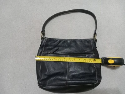 St Johns Bay 13" Cuero Genuino Tamaño Mediano Bolso de Mano Cartera Mango Hebilla Negra Foto 1 de 4