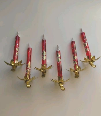 Blown Glass Candle Clip On Ornaments Set Of 6 Handpainted Italy  Pre Owned Foto 1 de 3