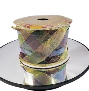 Vintage Plaid Wired Edge Ribbon 6 Yards – Victorian Romance Holiday Craft Roll - Picture 1 of 4