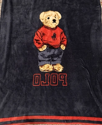 Polo Ralph Lauren Teddy Bear Throw Fleece Plush Blanket - Image 1 of 4
