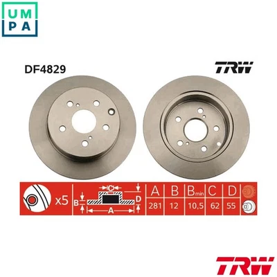 2x BRAKE DISC DF4829 FOR LEXUS TOYOTA 2AZ-FXE 2.4L 4cyl HS6ZR-FE1AZ-FE2WW 2.0L - Image 1 of 4