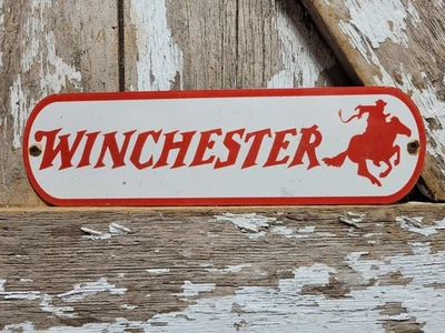 老式WINCHESTER PORCELAIN标志旧消防西部枪AMMO步枪罗迪奥马 — 第 1/4 张图片