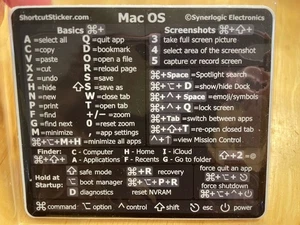 MacBook Shortcuts Sticker (3-Pack) Mac OS Cheat Sheet - Picture 1 of 2