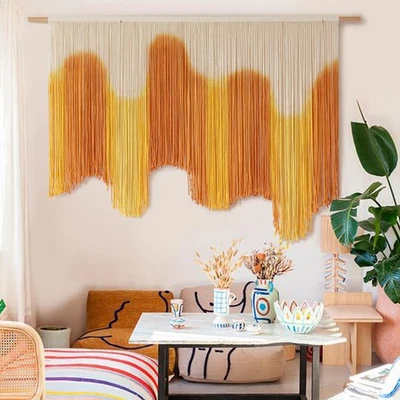 Macrame Wall Hanging Yellow Dip-Dyed Large For Living Room Boho Macrame Wall ... - Image 1 of 4