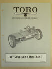 TORO 21" SPORTSLAWN PARTS MANUAL IMPLEMENT BOOK NO. 222