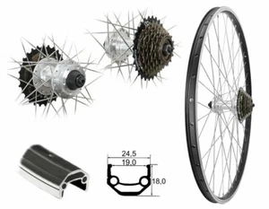 Hinterrad 27,5" Hohlkammerfelge Cut19 schwarz Laufrad 6-Loch inkl Schraubkranz - Bild 1 von 1