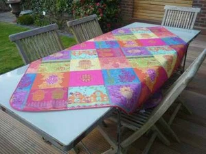 Tischdecke Provence 100x150 cm pink türkis Frankreich pflegeleicht bügelfrei - Picture 1 of 6