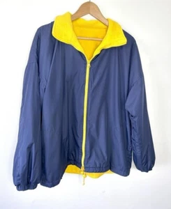 Active Fleece Men’s Navy Yellow Reversible Winter Jacket Size Medium - Picture 1 of 2