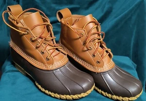 Stivali Bean LL Bean Duck da donna taglia 7W impermeabili alla caviglia in pelle stringati USA - Foto 1 di 12