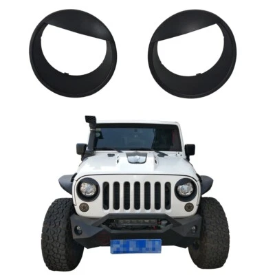 Cubierta de faro biseles ABS negros ojos enojados 2 piezas para Jeep Wrangler JK 2007-2015 Foto 1 de 4