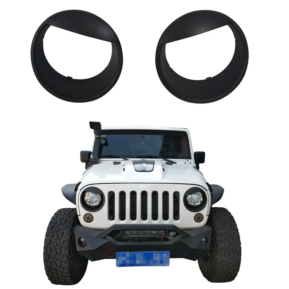 Cubierta de faro biseles ABS negros ojos enojados 2 piezas para Jeep Wrangler JK 2007-2015 Foto 1 de 4
