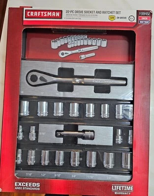 22 pc Drive Socket and Ratchet set CRAFTSMAN 999452 - Image 1 of 2