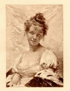 Impresión de arte antiguo retrato Pauline Bonaparte fotograbado de una impresión rara - Imagen 1 de 2