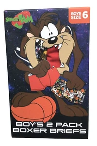 SPACE JAM BOYS  2 PACK BOXER UNDERPANTS  BRIEFS  BASKETBALL LOONEY TUNES SIZE 6  - Picture 1 of 9