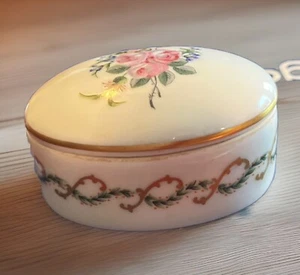 Trinket Box Haviland By Limoges France Oval Pink Roses Small - Picture 1 of 5